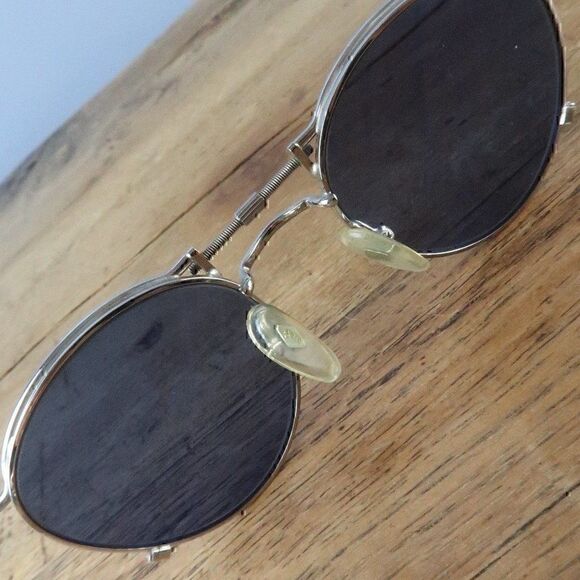 JEAN PAUL GAULTIER SILVER WITH BLUE LENS #56-0174 VINTAGE STEAMPUNK SUNGLASSES - Picture 8 of 9